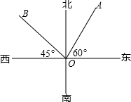 (2)请在图中标出南偏西40°方向的射线of,东南方向的射线oh.