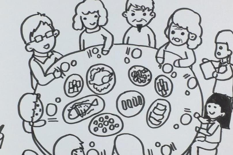 创意春节简笔画教程:轻松画出一家人吃年夜饭