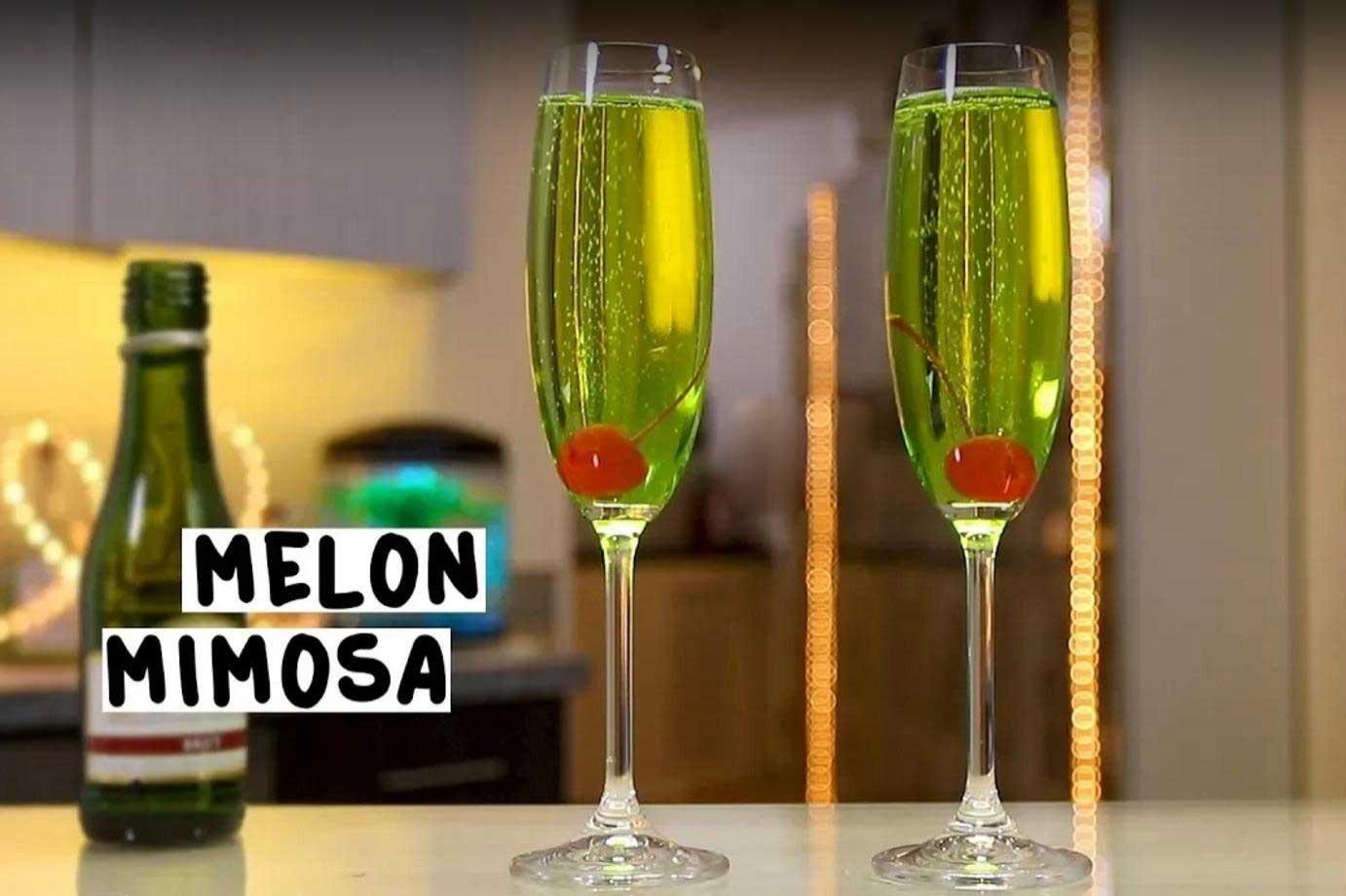 蜜瓜含羞草鸡尾酒melon mimosa,看一眼就能学会的香槟鸡尾酒