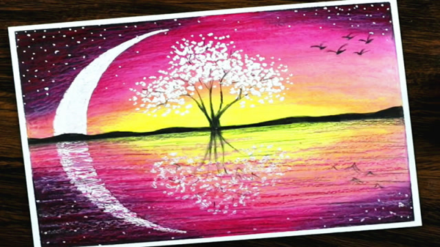 油画棒手绘风景画,绘制神奇的树木景观图,一步一步详细过程