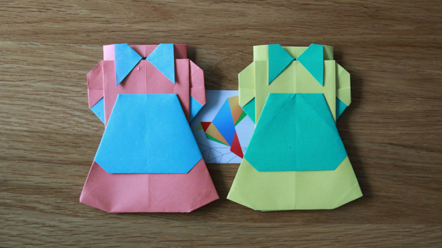 手工折纸服装,简单漂亮的女仆装折纸,衣服折纸教程