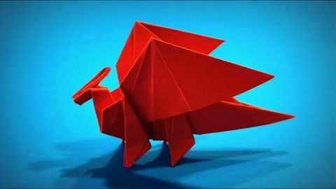 儿童折纸教程:折纸一种简单的西方飞龙,可以立在桌上,很有意思