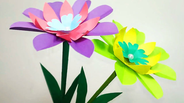 纸花制作教学视频,折纸剪纸漂亮的装饰纸花
