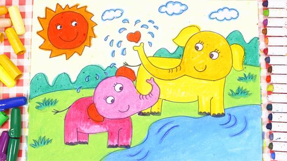 视频:儿童画场景故事 爱干净的小象