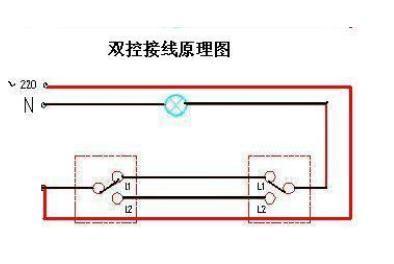 单开双控开关接线图