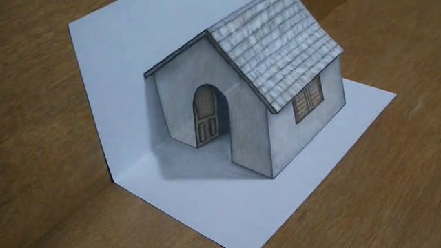 心灵手巧的小哥使用3d立体画技术画房子,这效果很真实