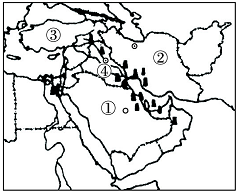 西亚地区宗教复杂,物产丰富,是世界上主要的石油输出地区,如图③