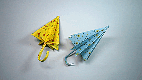 纸艺手工小雨伞的折法, 简单又漂亮的雨伞手工折纸教程