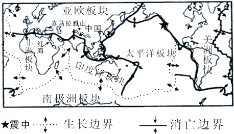 1)我国处在亚欧板块和______板块,______板块之间,是一个多地震的国家