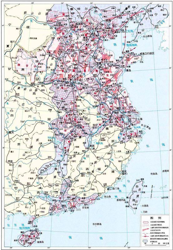 抗日战争中国沦陷区地图!
