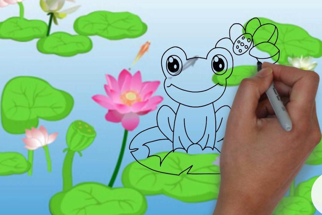 视频:手绘简笔画,小青蛙跳荷叶,听儿歌学画画!