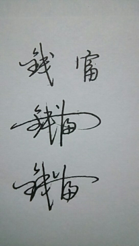 钱富\的连笔字怎么写