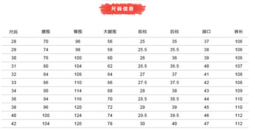 裤子号码是32的 裤长是多少厘米?