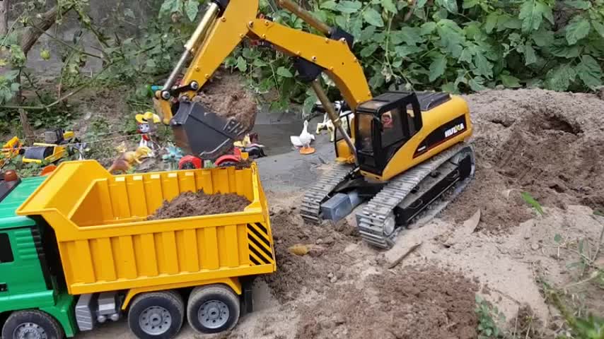 挖掘机视频表演 大吊车 推土机工作视频大全 儿童遥控挖掘机 31