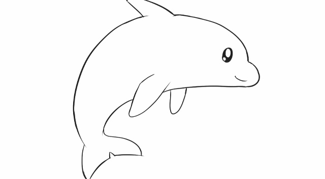 简笔画]绘画儿童亲子早教简笔画中可爱的海豚卡通动漫简笔画教程
