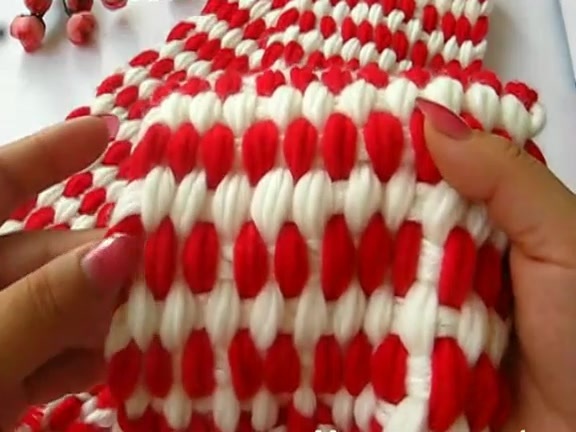 视频:围巾编织教程 双色玉米粒围巾小格子 男士女士棒针编织方法