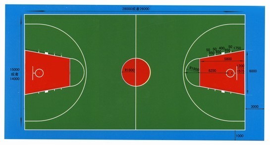 26*14米篮球场尺寸图 能给图.谢谢