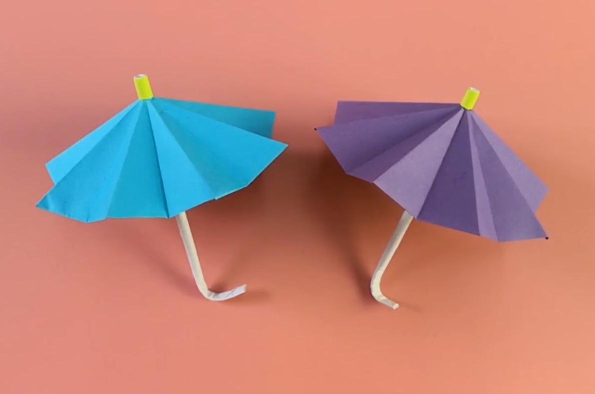 视频:可以收缩的雨伞折纸,漂亮又简单,孩子们超喜欢!