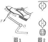 (1)如图1所示,用力f踩汽车刹车踏板,请画出此力对支点