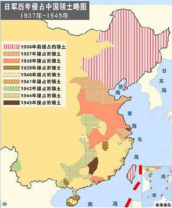 从1931年"九一八事变"至抗战胜利,日本曾占领了中国26省1560余县市