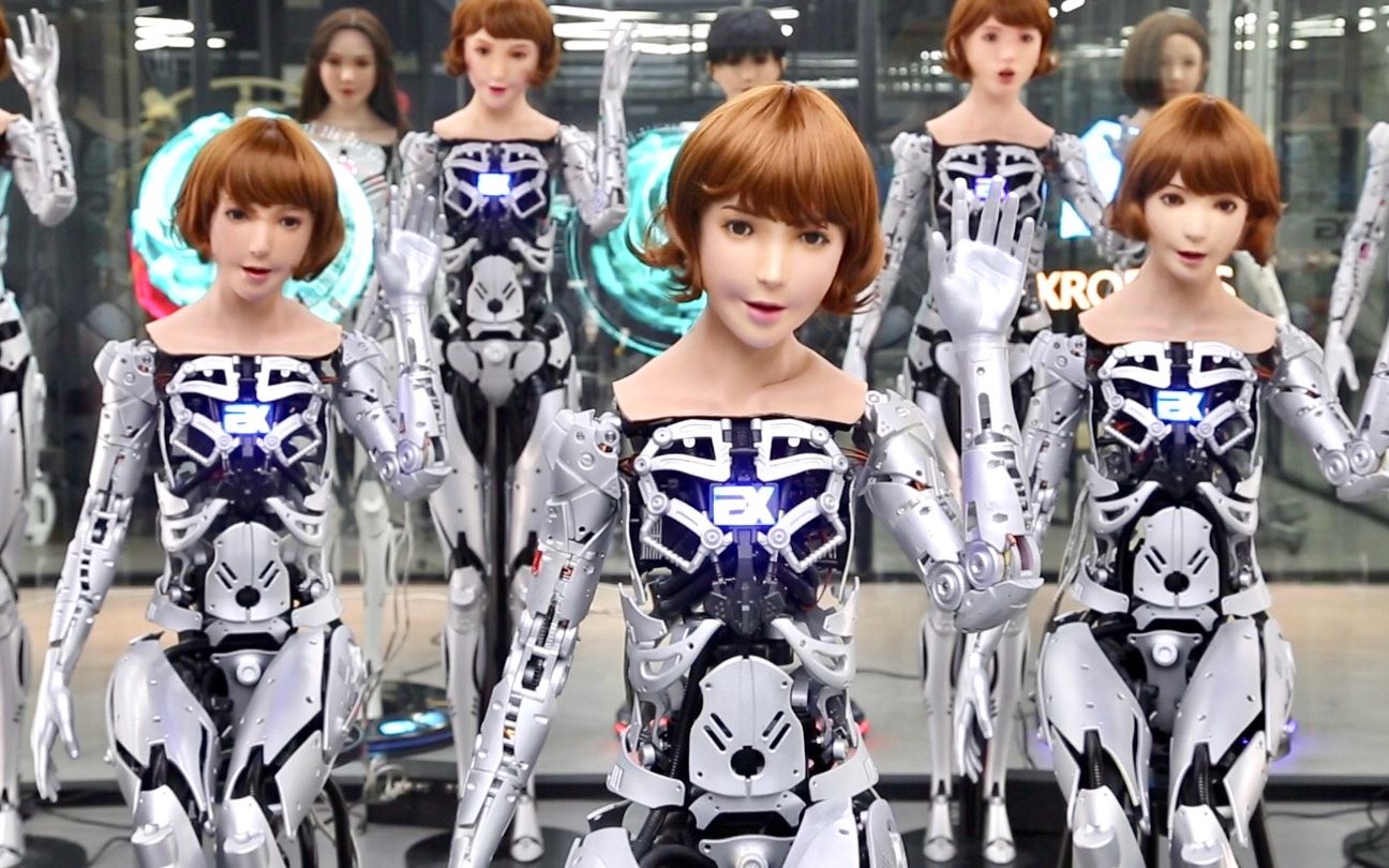 【高仿真美女机器人】ex仿生人形服务机器人宣传片(ex机器人公司)