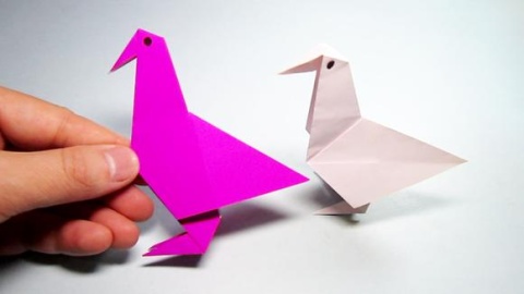 简单的小动物手工折纸教程,3分钟学会小鸟的折法