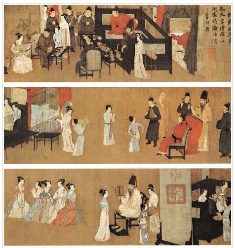 韩熙载夜宴图类别:设色画年代:五代 (原稿已经遗失,现存为宋代临摹版)