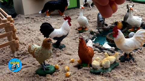 儿童小农场好多小 动物绵羊花牛花公鸡狗狗小鸭子大白鹅,儿童玩具