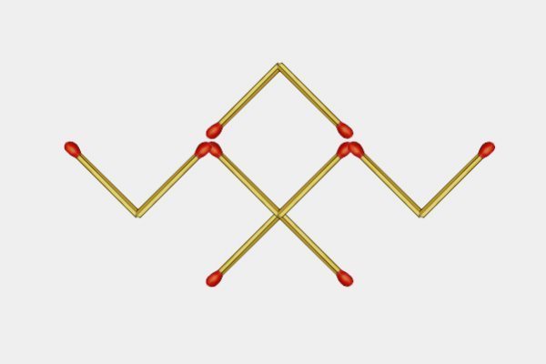 這是由10根火柴棒擺成的燕子圖案,移動3根火柴使燕子掉頭向反方向飛