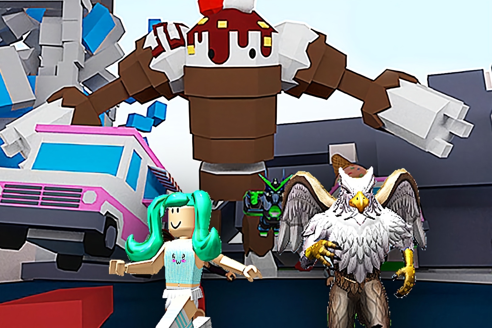 屌德斯&小熙 roblox怪兽战争模拟器 搞笑兄妹大战巨型按钮怪兽!