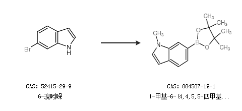 通过6-溴吲哚合成1-甲基-6-(4,4,5,5-四甲基-1,3,2-二恶硼烷-2-基