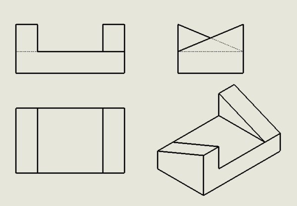根据三视图画透视图