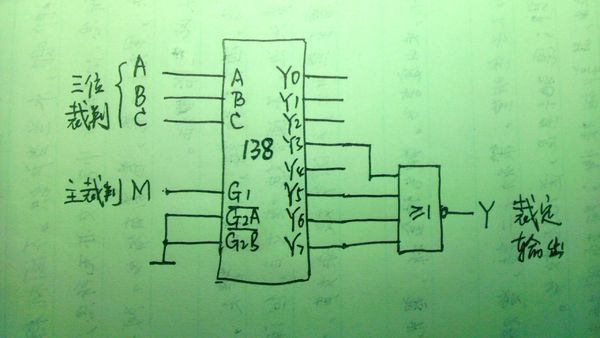 试用一片输出低电平有效的3线—8线译码器74ls138设计一个判定电路