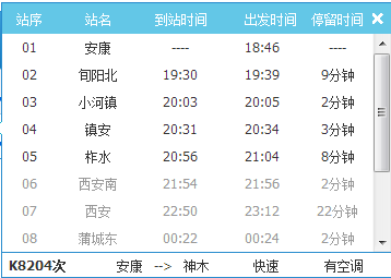 从安康到柞水要停哪些站台?