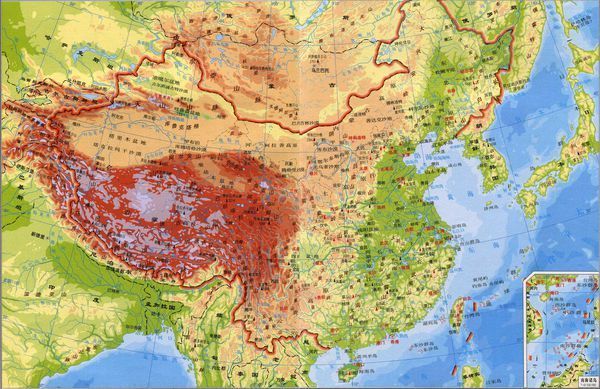 画出中国主要地形图(四大高原、盆地、三大平