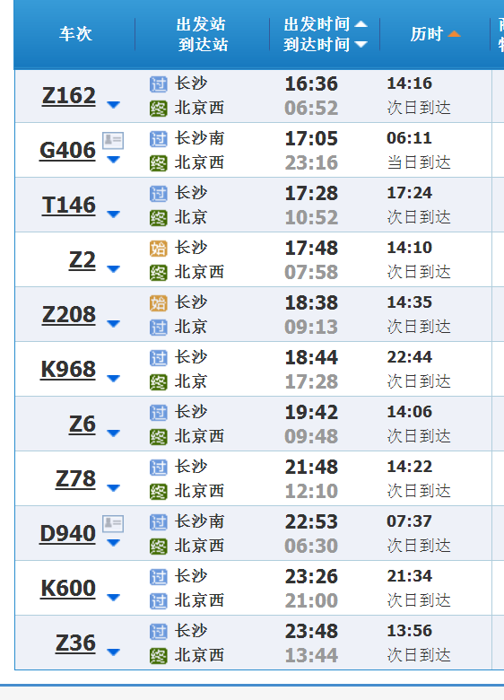 长沙至北京Z1火车什么时候才能到达