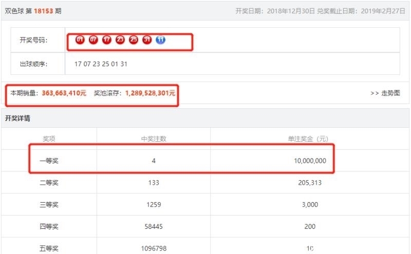看一下双色球的出球号码