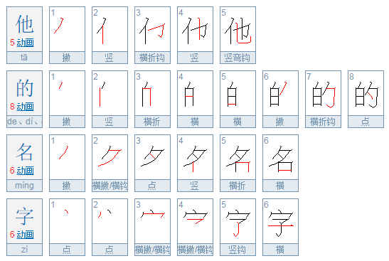 他的名字的拼音