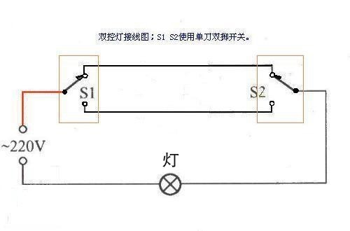 用两个单控开关控制一个灯泡都能这个开那个关