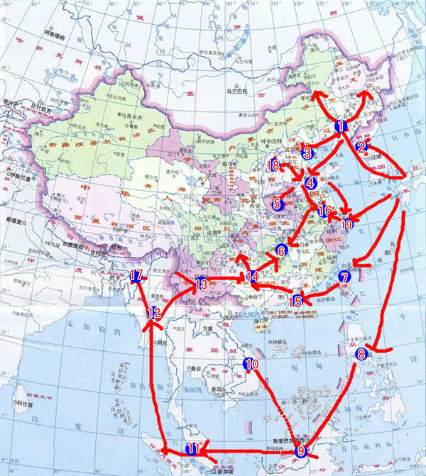 近代日军进攻中国军事路线图