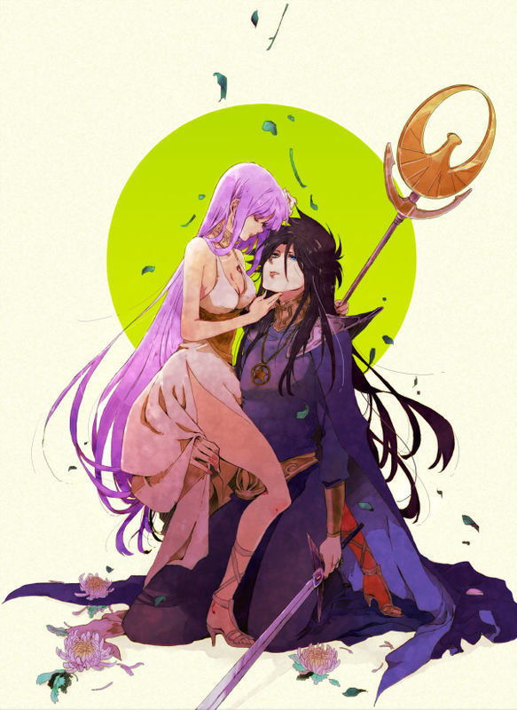 求一张圣斗士里面的雅典娜纱织她和哈迪斯在一起露大腿的图.