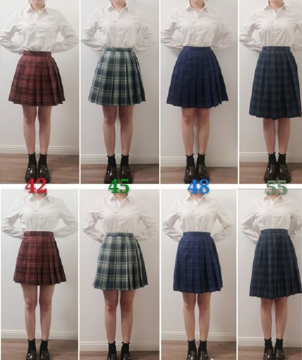 各尺码jk格裙效果图如下(模特160厘米).