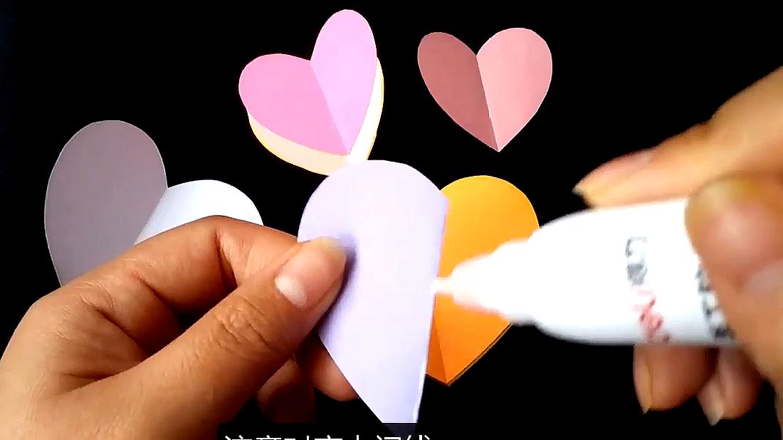 制作 b>贺卡视频教程 /b>:节彩虹爱心感恩贺卡,手工折纸视频教程