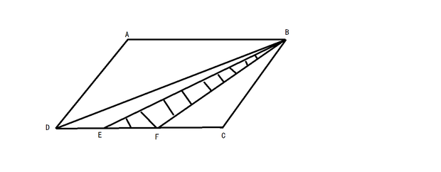 有一块平行四边形菜地(如图),de=ef=fc,三角形bef种小白菜,面积是8