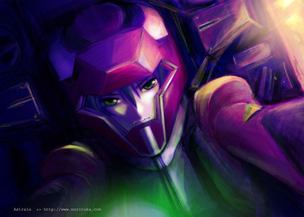 高分寻图执念求高达seed里阿斯兰穿红zaft驾驶服捧头盔的侧身图