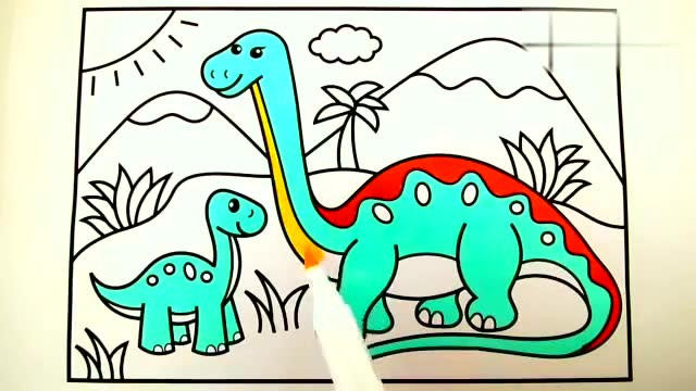 恐龙上色简笔画图片