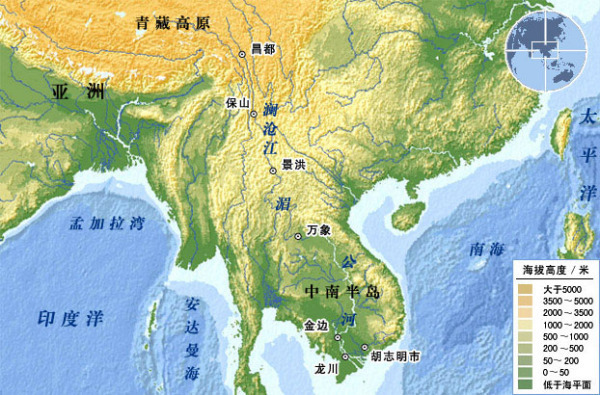 湄南河流域图图片