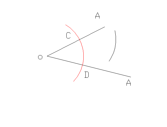 3,然后以c为圆心,大于cd/2长度为半径用圆规画圆弧.