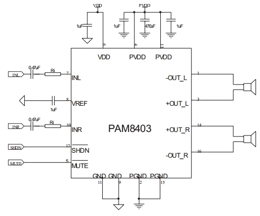 谁有pam8403电路图?