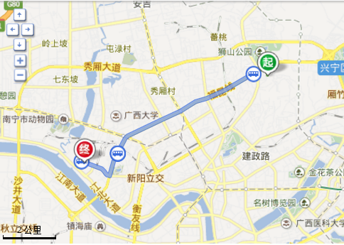 南宁兴宁区兴旺路到南宁技术商贸学校有多远